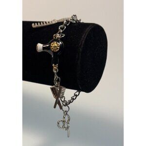 Charm Bracelet Hairdresser Barber Beauty in Silver Tone with Cute Dangle Charms